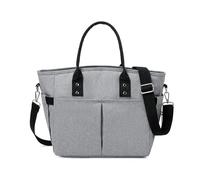 QOKLIYUI Bolsa de almuerzo con tecnología de aislamiento y múltiples bolsillos para actividades al aire libre, bolsillo para cuchillo y tenedor, tela Oxford, gris