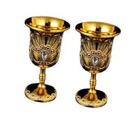 QOKLIYUI Mini copa de vino de metal con relieve, elaborada, estilo vintage, pequeña, decorativa, ideal para regalar, con un bonito adorno diminuto, oro