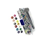 QOKLIYUI Ojales metálicos fáciles de usar con arandelas. Ideales para accesorios de cinturón. Duraderos y prácticos. Incluye estuche almacenamiento. Ojal hierro con arandela.