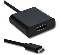 Qoltec 50375 Adaptador de Cable USB 3.1 Type C HDMI A Negro - Adaptador para Cable (USB 3.1 Type C, HDMI A, Male Connector/Female Connector, 0,23 m, Negro)