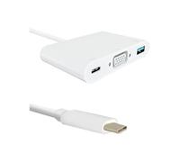 Qoltec 50426 USB 3.1 Tipo C a VGA Adaptador con USB 3.0 A weblich Color Blanco