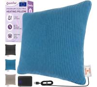 Qomfor - Almohadilla térmica eléctrica prémium - Almohada térmica de soporte lumbar para aliviar el dolor de espalda - Azul agua - Cojín ajustable con 3 niveles de calor y batería portátil