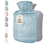 Qomfor Bolsa de Agua Caliente 1,8L - Botella de Agua Caliente con Funda de Felpa Premium Suave - Bolsa Agua Caliente para el alivio del dolor y para noches acogedoras (Verde)