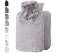 Qomfor Bolsa De Agua Caliente Con Funda - 1.8L - Bolsa Agua Caliente Para El Alivio Del Dolor De Espalda Y Para Noches Acogedoras - Gris Claro