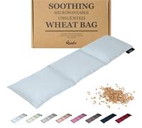 Qomfor - Bolsa de semillas calentable en microondas - Azul claro - Bolsa de trigo para microondas/almohada térmica con diseño de 3 cámaras - Bolsa térmica para cuello y hombros