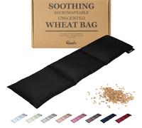 Qomfor - Bolsa de semillas calentable en microondas - Negra - Bolsa de semillas para microondas/Almohada térmica con diseño de 3 cámaras - Bolsa térmica para cuello y hombros