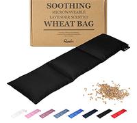 Qomfor - Bolsa de semillas calentable en microondas - Negro - Bolsa de trigo para microondas con aroma a lavanda/Almohada calentadora - Bolsa calentadora de 3 cámaras para el cuello y los hombros