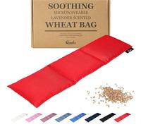 Qomfor - Bolsa de semillas calentable en microondas - Roja - Bolsa de trigo para microondas con aroma a lavanda/Almohada calentadora - Bolsa calentadora de 3 cámaras para el cuello y los hombros