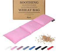 Qomfor - Bolsa de semillas calentable en microondas - Rosa - Bolsa de trigo para microondas con aroma a lavanda/Almohada calentadora - Bolsa calentadora de 3 cámaras para cuello y hombros