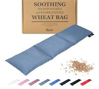 Qomfor - Bolsa de semillas térmica para microondas - Gris azulado - Bolsa de trigo para microondas con aroma a lavanda/Almohada térmica - Bolsa térmica de 3 cámaras para el cuello y los hombros