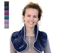 Qomfor - Bolsa térmica para microondas - Azul oscuro, aroma de lavanda - Manta pesada para cuello/hombros de 1,5 kg - Almohadilla térmica - Terapia de calor/frío, alivio del dolor