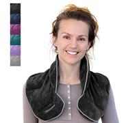 Qomfor - Bolsa térmica para microondas - Gris oscuro, aroma de lavanda - Manta pesada para cuello/hombros de 1,5 kg - Almohadilla térmica - Terapia de calor/frío, alivio del dolor