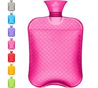 Qomfor Botella de agua caliente - 1,8 litros de gran capacidad, bolsa de agua caliente premium para aliviar el dolor, dolor de espalda, dolor de período, cuello y hombros - sin cubierta - Pink