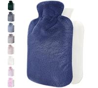 Qomfor Botella de agua caliente con funda esponjosa, funda suave de piel sintética de alta calidad, gran capacidad de 1,8 l, bolsa de agua caliente para noches acogedoras, alivio del dolor, espalda,