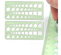 QOMJUFA Plantillas para Dibujar, Reglas de Plástico, Plantilla Circulos, Plantilla Elipses, Kit de Dibujo de Plantilla, Trazador de Plantillas, para Oficina y Escuela Diseño de Dibujos, Verde, 2 pcs