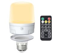 Qoolife Bombilla Recargable E27 con Mando a Distancia Magnética - 9W LED USB-C, 2000mAh para Camping/Armarios/Apagon (Paquete 1 Unidad)