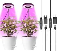 Qoolife Lámpara de Plantas, Tamaño Ajustable, 48 LED Lámpara de Planta de espectro completo, Temporizador Automático 3/9/12H, 3 modos, Lampara de Crecimiento para Cultivo Plantas Naturales Pack de 2