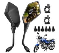 Qooloo moto espejo retrovisor derecho carretera e-probado universal con M8 m10 360° rotación manilla espejo retrovisor para ATV Roller Cruiser scooter Quad Roller