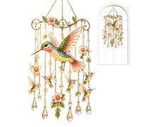 Qooplu Colibrí Carrillón de Viento | Lindo Atrapasol Metálico | Decoración de Animal para Jardín | para Patio Interior, jardín, traspatio, Patio, árbol, balcón, Porche, Pared, Entrada y