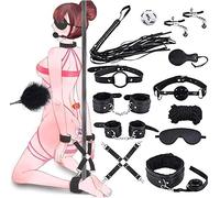 Qoosea 13 Piezas SM Bondage Kit Sex Toys, Juguetes Sexuales Perfecto para Parejas, Set de Esclavitud BDSM Restraints Kits con Esposas Máscara para Principiantes y Experimentados (Negro)