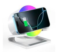 Qoosea 15W Cargador Inalámbrico con Altavoz Bluetooth de Luz Nocturna, Qi Wireless Charger con Lámpara RGB de Control Táctil Junto a la Cama, Soporte para Teléfono para iPhone Samsung Google