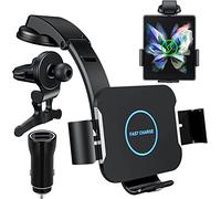 Qoosea 2 en 1 Qi 15W Cargador Inalámbrico Coche Bloqueo Automático Rápida Wireless Car Charger Soporte Rotación de 360°Sujeta Movil Coche Compatible con Galaxy Z Fold 3 / Fold 2 iPhone Huawei Xiaomi