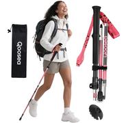 Qoosea Bastone da Trekking per Donna, 1 Pieza Pieghevole e Regolabile 110-125 cm in Fibra di Carbonio - Bastoncino da Camminata Nordica Ultraleggero per Escursionismo, Alpinismo e Sci
