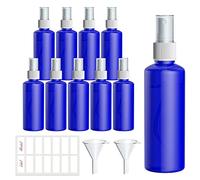 Qoosea Botellas de aerosol Juego de Botellas de viaje de Plástico de Niebla Pequeña 10 Unidades 100ml Atomizador de Líquido Recipientes Recargables con 2 Embudos y 1 Etiquetas (azul)