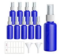Qoosea Botellas de aerosol Juego de Botellas de viaje de Plástico de Niebla Pequeña 10 Unidades 50ml Atomizador de Líquido Recipientes Recargables con 2 Embudos y 1 Etiquetas (azul)