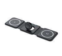 Qoosea Cargador Inalámbrico 15W 3 en 1 Estación de Carga Plegable Magnética Rápida para i.Phone 14 Pro Max/14/13/12/12 pro/SE/11/XS, Samsung Galaxy, iWatch, AirPods Pro 2 (Negro)