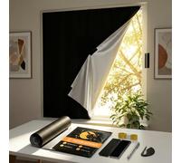 Qoosea Cortinas Opacas Sin Taladrar 200X145 cm, Portátil 100% Estores Opacos para Ventanas de Tejado, Protección Solar Aislamiento Térmico Cortina Opaca para Dormitorio, Nursería, Viajes, Caravana