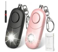 Qoosea Llavero Alarma Personal 135dB con Luz Estroboscópica para Mujeres Niños Estudiantes Ancianos Alerta de Seguridad Autodefensa de Emergencia Carrera Nocturna Senderismo(Ros Negro)