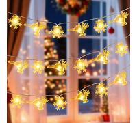 Qoosea Luces Navideñas Solares de Cuerda 50 LED con Energía Solar Impermeables con Copo de Nieve & Reno 8 Modos con Temporizador Auto On/Off para Jardín Valla Decoración Navidad (Luz Cálida)