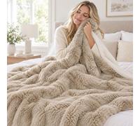 Qoosea Mantita Eléctrica 130x180cm 10 Niveles Calor 9 Horas Apagado Lavable | Apagado automático para seguridad, falsa piel conejo suave, ideal para cama sofá oficina, fácil de limpiar