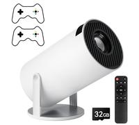 Qoosea Mini proyector 4K Bluetooth 5.2 180° giratorio Android 12 WiFi 6 Auto Keystone Outdoor Film Portátil compatible con teléfono portátil PC TV Stick USB