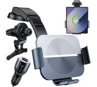 Qoosea Qi 15W Cargador Inalámbrico Coche Bloqueo Automático Rápida, Wireless Car Charger Soporte Rotación de 360°Sujeta Movil Coche Compatible con Samsung Galaxy Z Fold 4/3/2 iPhone Huawei Xiaomi