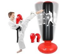 Qoosea Saco de Boxeo Niños, 160cm Bolsa de Boxeo Inflable de Pie con Guantes, Punching Ball Estable para Karate Kickboxing MMA, Regalo Ideal para Niños y Niñas de 3-12 años