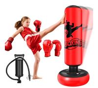 Qoosea Saco de Boxeo Niños 6-12 Años, 160cm Saco de Boxeo de Pie con Bomba de Aire y Guantes de Boxeo, Bolsa de Boxeo Inflable Estable para Karate, Kickboxing, MMA, Regalo Ideal para Niños y Niñas