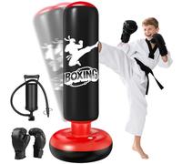 Qoosea Saco de Boxeo Niños 6-12 Años, 160cm Saco de Boxeo de Pie con Bomba de Aire y Guantes de Boxeo, Bolsa de Boxeo Inflable Estable para Karate, Kickboxing, MMA, Regalo Ideal para Niños y Niñas
