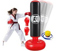 Qoosea Saco de Boxeo Niños 6-12 Años, 160cm Saco de Boxeo de Pie con Bomba de Aire y Guantes de Boxeo, Bolsa de Boxeo Inflable Estable para Karate, Kickboxing, MMA, Regalo Ideal para Niños y Niñas