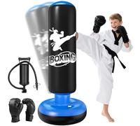 Qoosea Saco de Boxeo Niños 6-12 Años, 160cm Saco de Boxeo de Pie con Bomba de Aire y Guantes de Boxeo, Bolsa de Boxeo Inflable Estable para Karate, Kickboxing, MMA, Regalo Ideal para Niños y Niñas