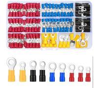 QOOSIKICC 200 Piezas Terminales de Anillo Aislado, 1,25-6,0 mm² Conectores Eléctricos, Empalmes Cables Electricos, Conectores de Cable de Crimpado para Eléctrico, Automóviles