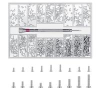QOOSIKICC 500 Piezas Tornillos Pequeños, M1.2/M1.4/M2 Micro Tornillos, Mini Tornillos para Gafas, Tornillos de Reparación, Tornillos de Cabeza Redonda Phillips para Ordenador Portátil, Relojes (L)