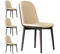 QOPIGFBN Set di 4 Sedie Sala da Pranzo,Sedie da Cucina in Tessuto Tecnologico,Sedia Imbottite per Soggiorno con Gambe in Metallo,Sedia Trucco per Sala da Pranzo,Sala d'attesa,Camera da Letto (Beige)