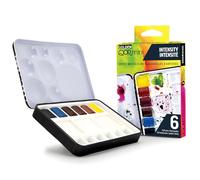 QoR Mini Watercolor - Juego de media sartén de 6 colores, juego de intensidad de 6 colores