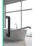 QORGJFBQR Tirador de puerta de vidrio con acabado pulido completo | Pomo de botón de puerta de granero para mampara de ducha | Reemplazo de barra de toalla de cromo pulido (tamaño: 185 mm + 385 mm)