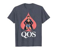 QOS Reina De Espadas Sexy QOS Camiseta, Hombre, Azul Jaspeado, S