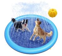 Qosigote Dog Paddling Pool, Durable Dog Fountain - Summer Toy, Splash Pad, Foldable Thickened Outdoor Doggy Sprinkler Play Mat For Summer Garden Beach Backyard (A 100CM)