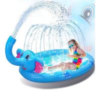 Qosigote Dog Paddling Pool, Durable Dog Fountain - Summer Toy, Splash Pad, Foldable Thickened Outdoor Doggy Sprinkler Play Mat For Summer Garden Beach Backyard (D 210CM)