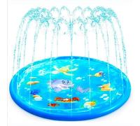 Qosigote Dog Paddling Pool, Durable Dog Fountain - Summer Toy, Splash Pad, Foldable Thickened Outdoor Doggy Sprinkler Play Mat For Summer Garden Beach Backyard (B 170CM)